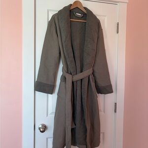Cozy Earth Waffle Collar Robe with Belt - Gray